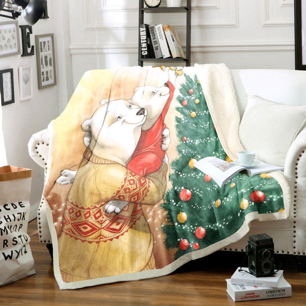 White Bear Christmas Sherpa Fleece