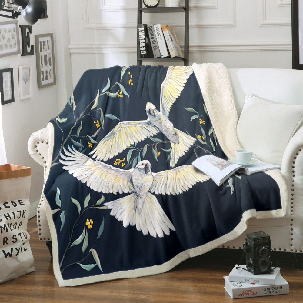 White Bird Flying Sherpa Fleece Blanket
