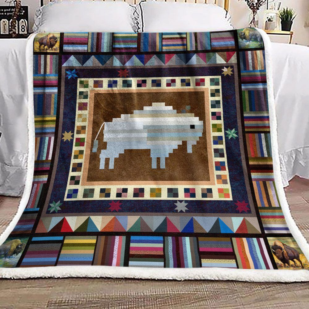 White Buffalo Sherpa Fleece Blanket