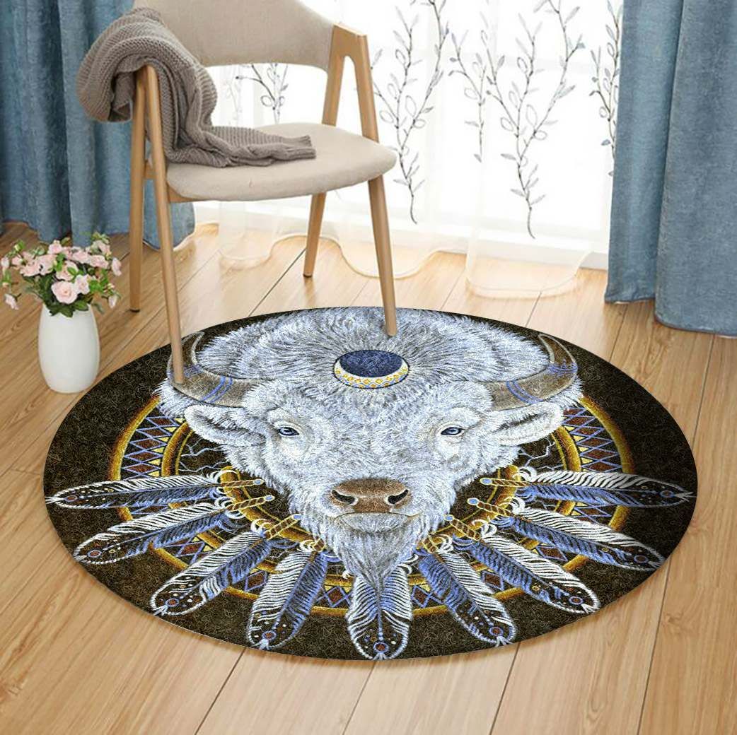 White Buffalo Round Carpet