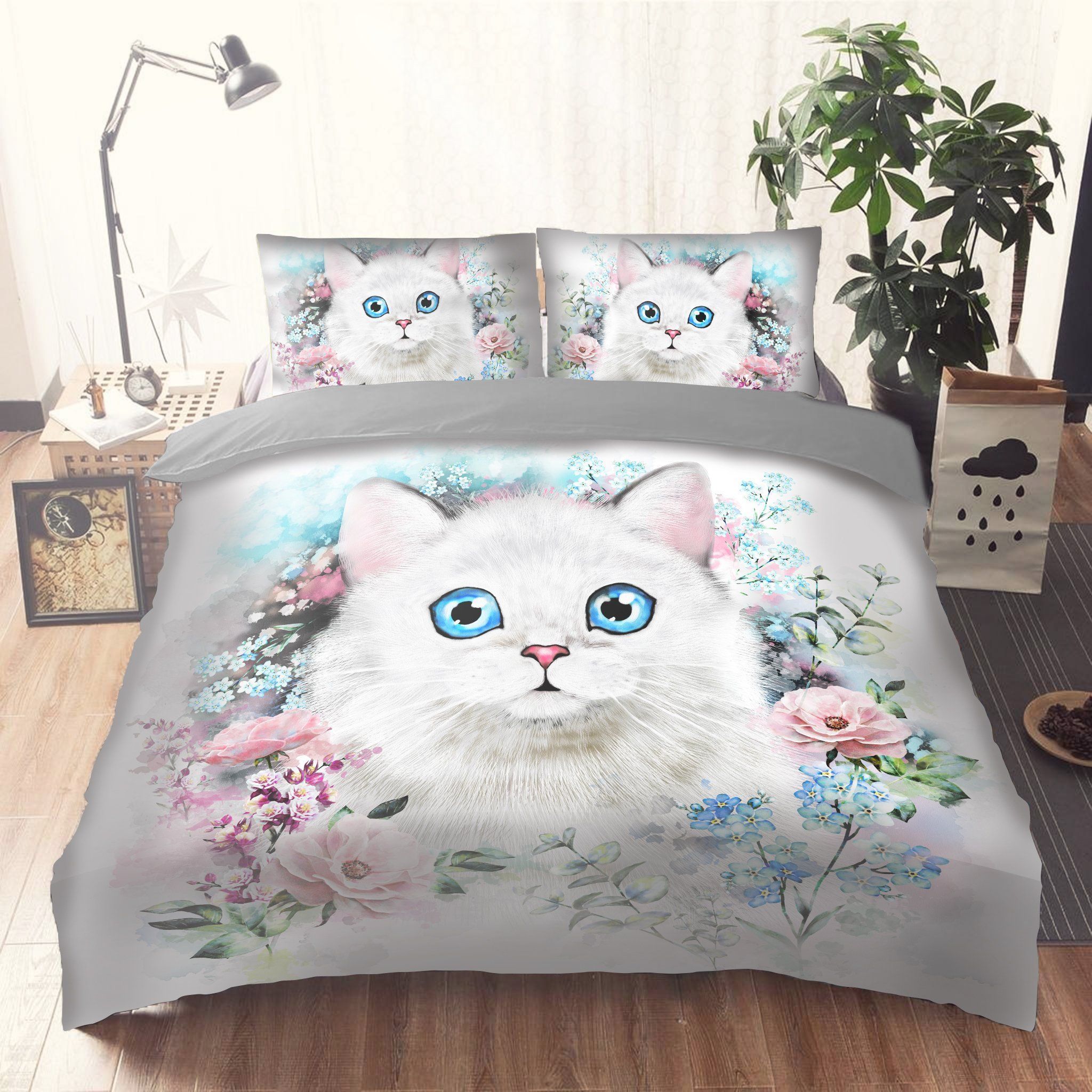 White Cat Bedding Set