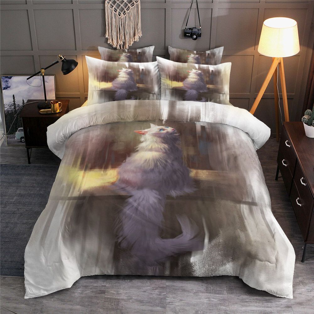 White Cat Bedding Set