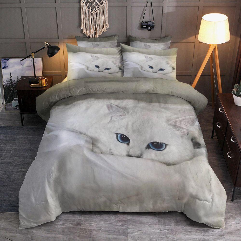 White Cat Bedding Set