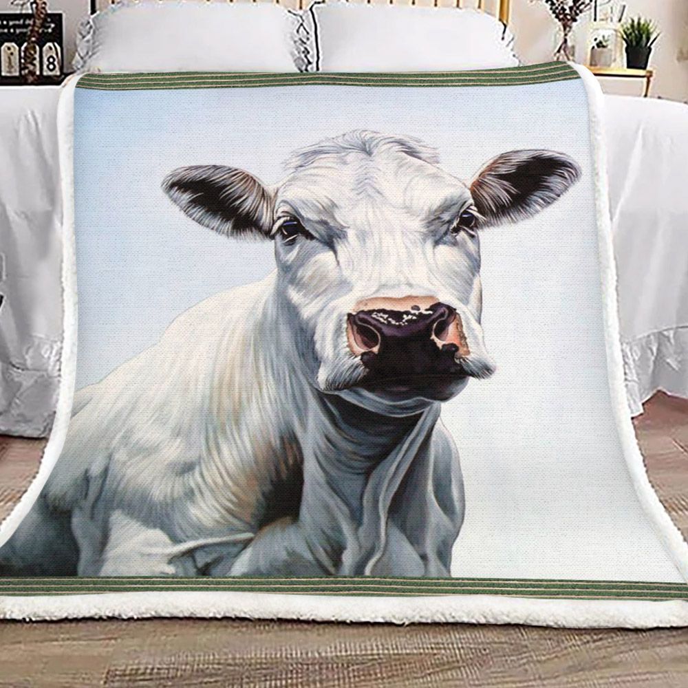 White Cow Sherpa Fleece Blanket