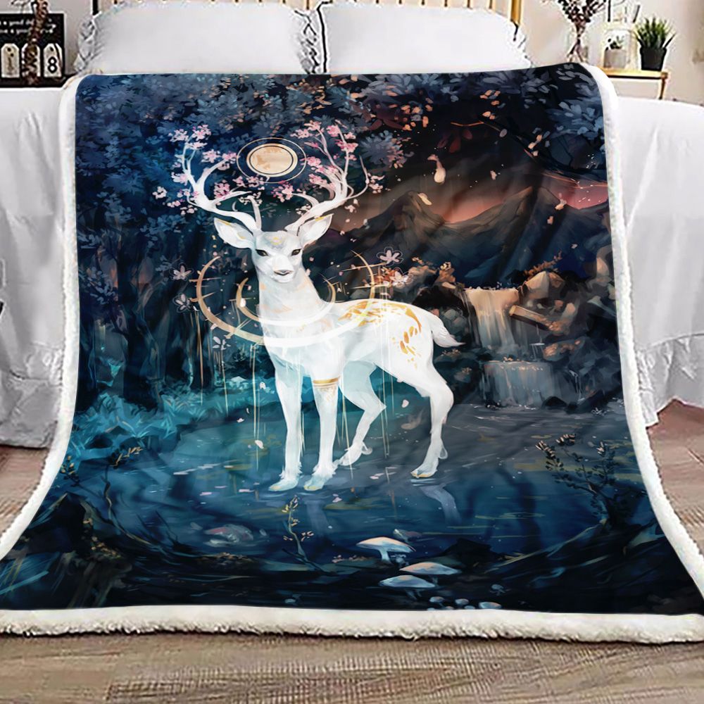 White Deer Fleece Blanket