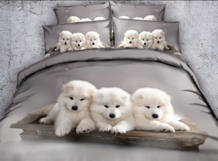 White Dog Bedding Set
