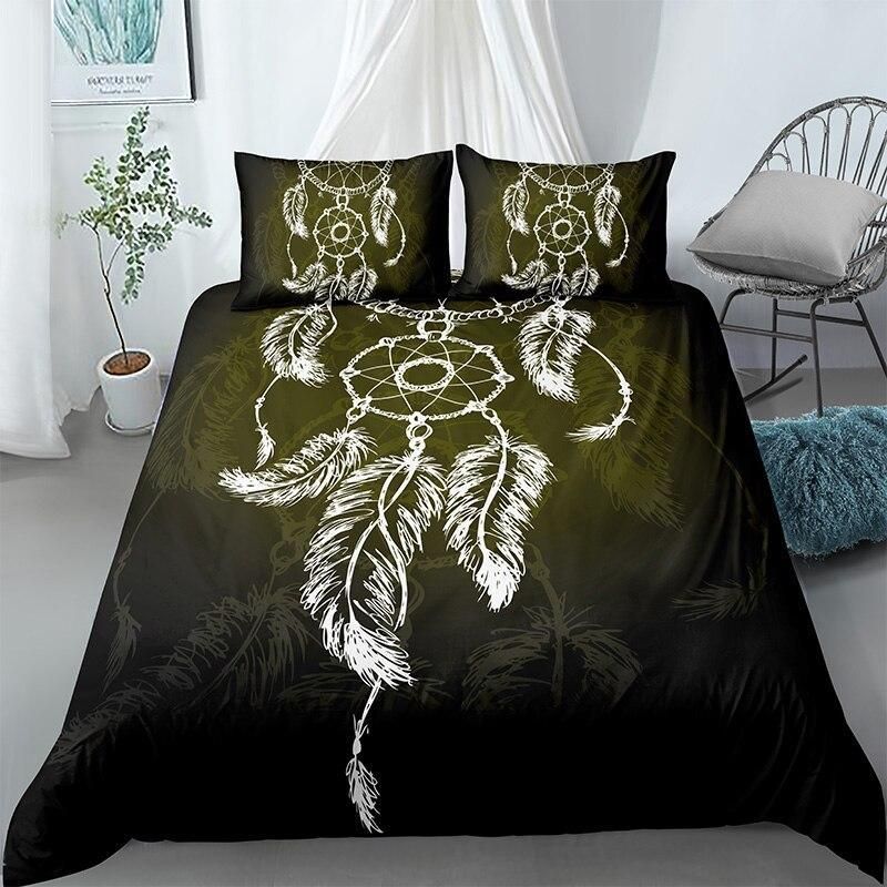 White Dreamcatcher Dark Bedding Set