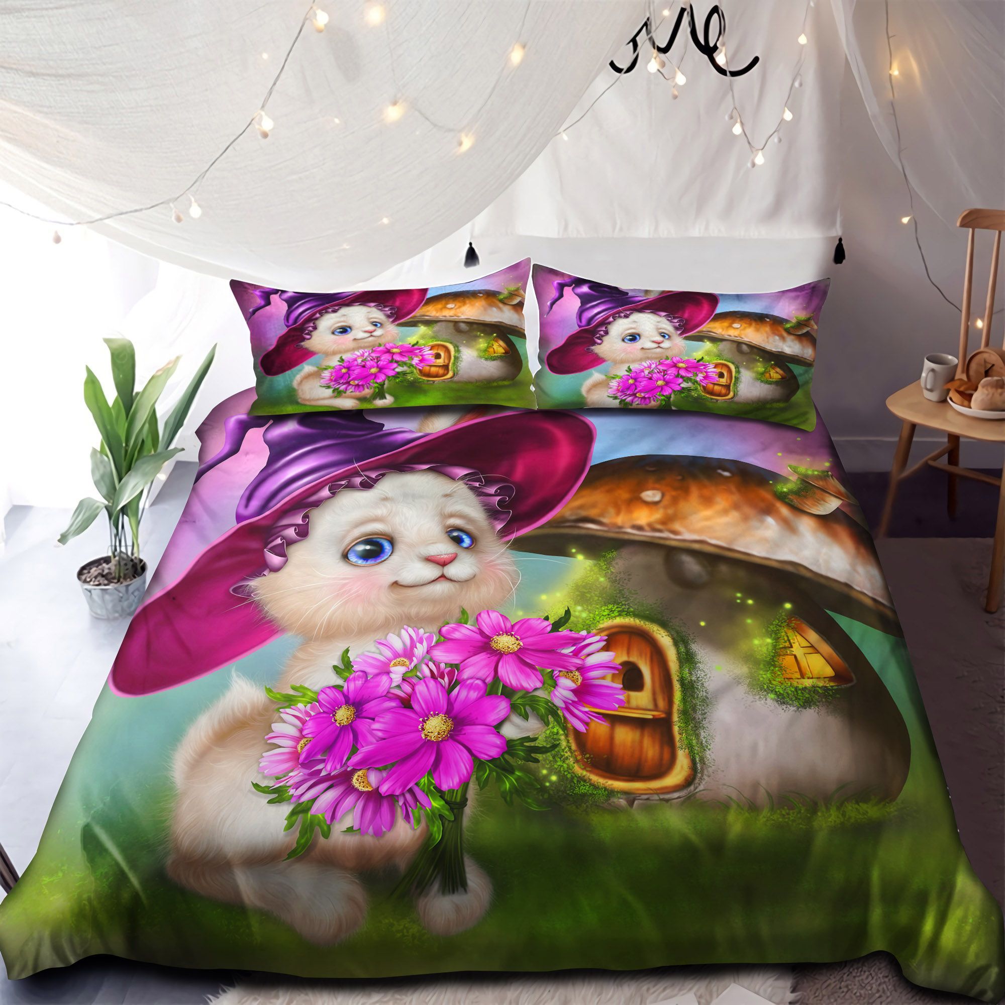 White Easter Bunny Bedding Set