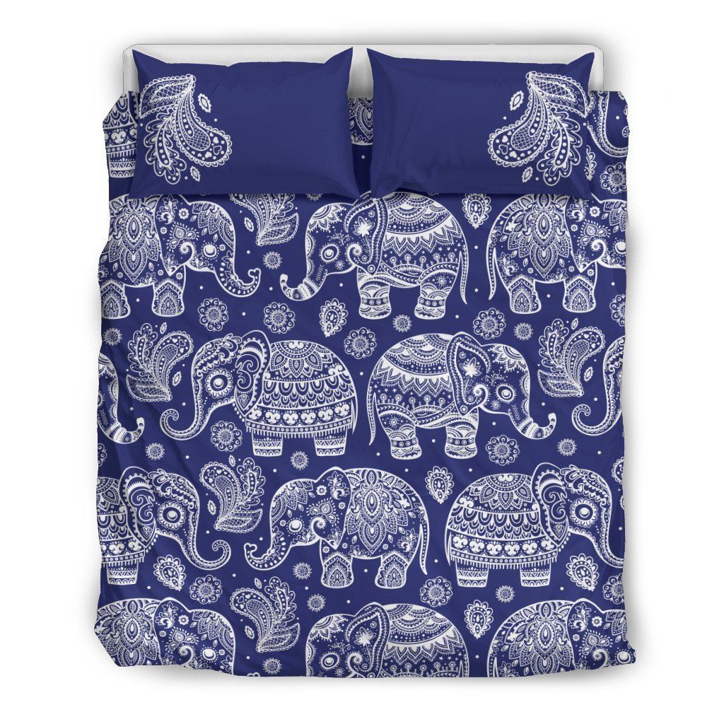 White Elephant Mandala Bedding Set