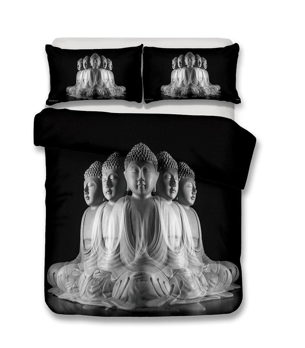 White Faceted Buddha 3D Printed Bedding Set