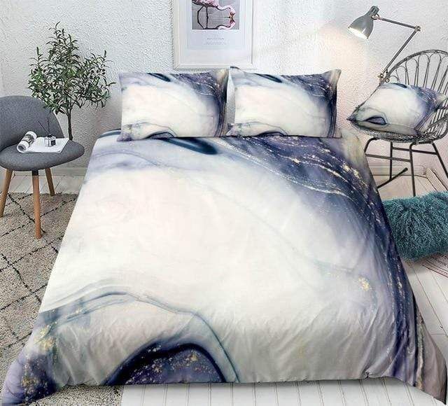 White Gold Luxury Spirals Marble Bedding Set