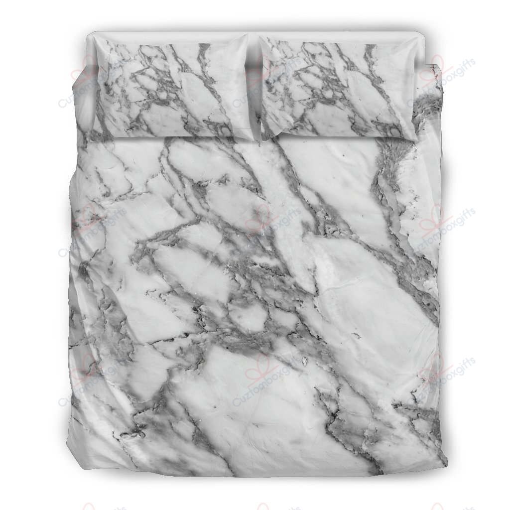 White Gray Marble Bedding Set
