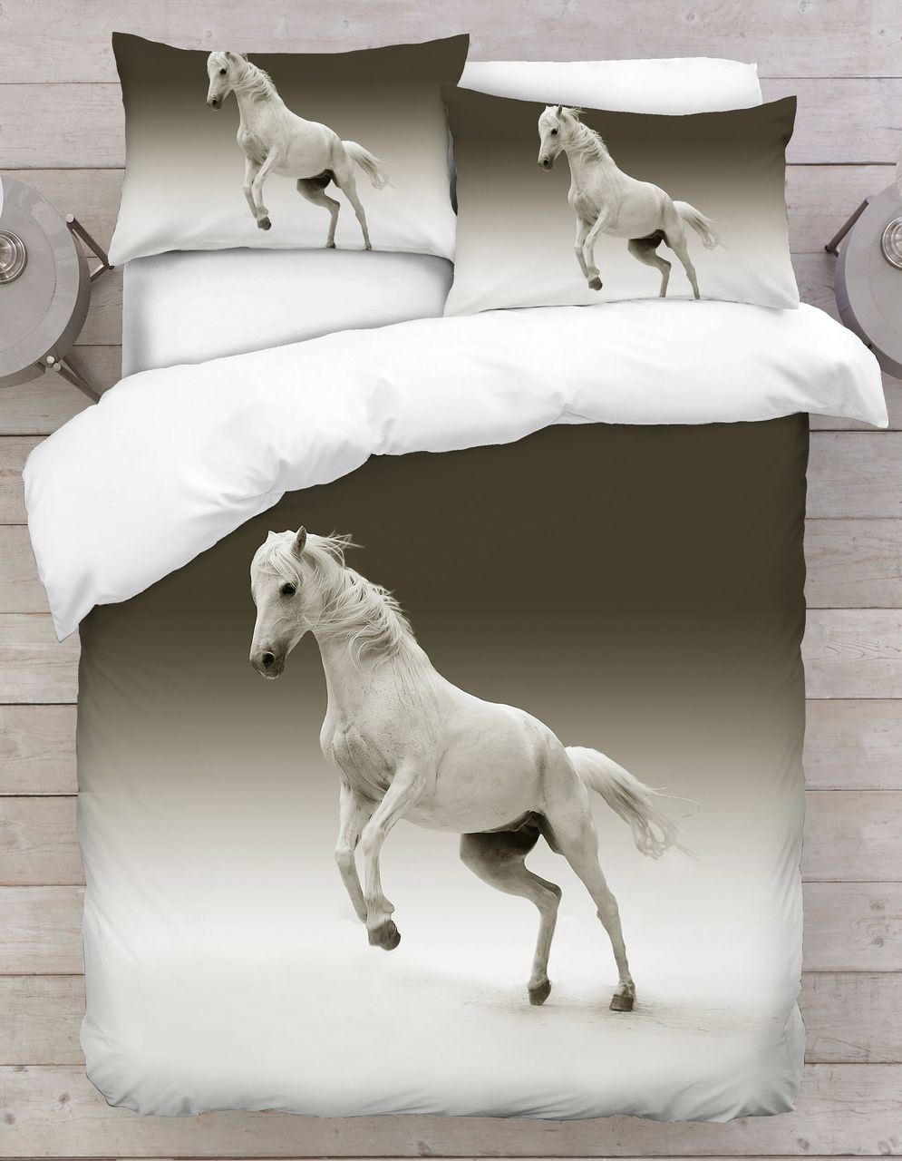 White Horse 3d Bedding Set