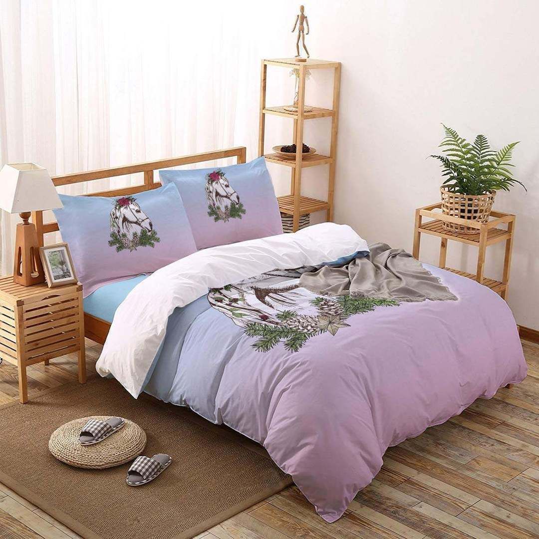 White Horse Bedding Set