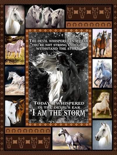 White Horse Sherpa Fleece Blanket