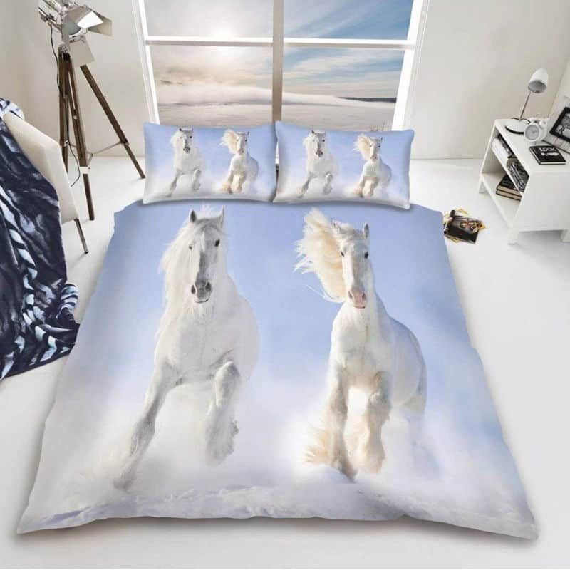 White Horse Bedding Set
