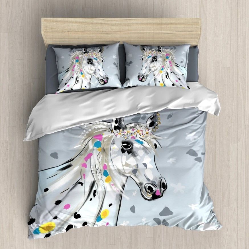 White Horse Bedding Set