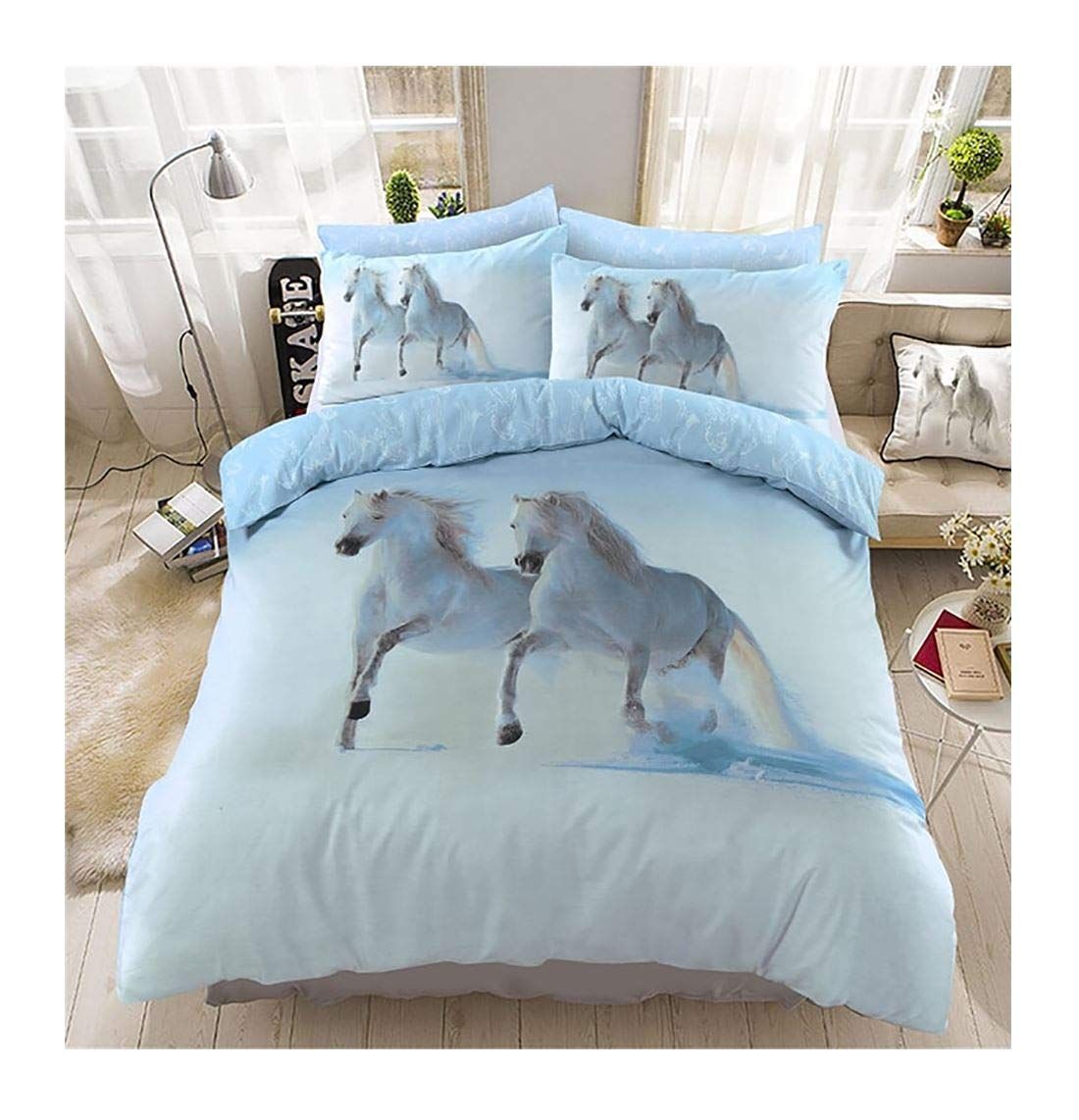 White Horse Bedding Set