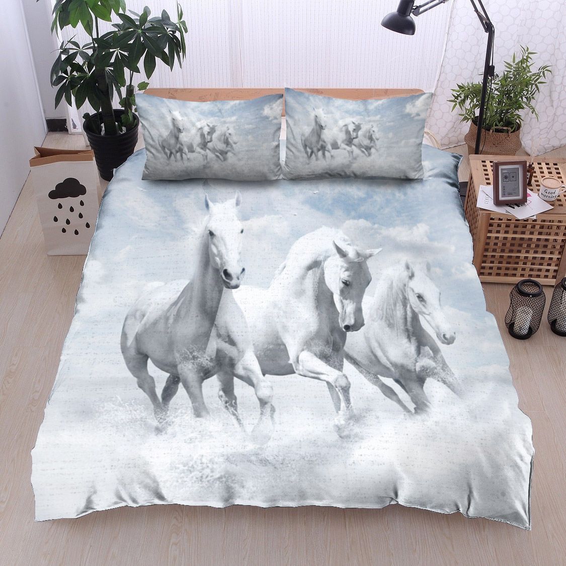 White Horse Bedding Set