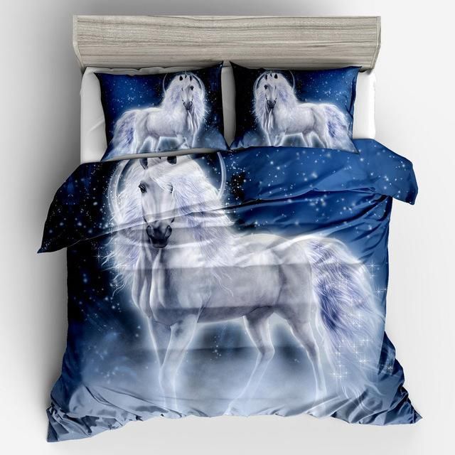 White Horse Bedding Set