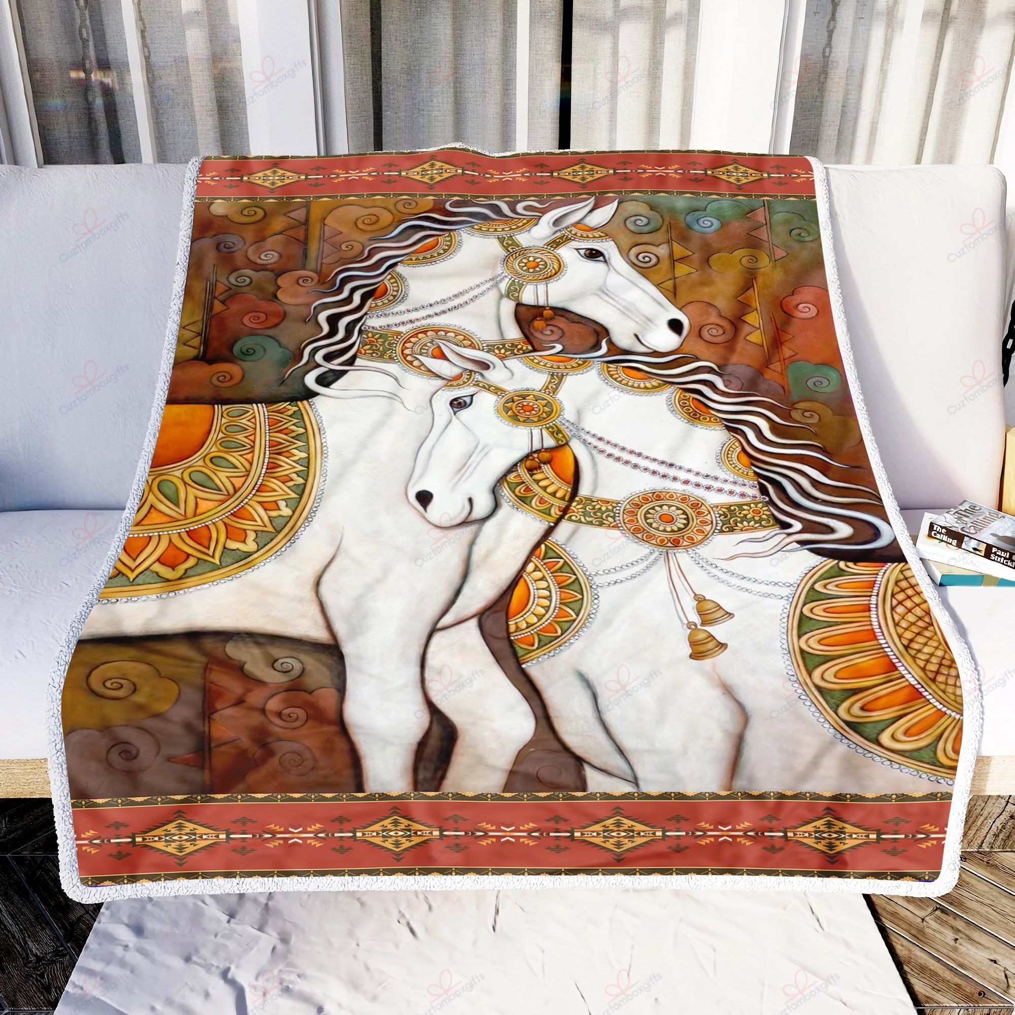 White Horse Fleece Blanket
