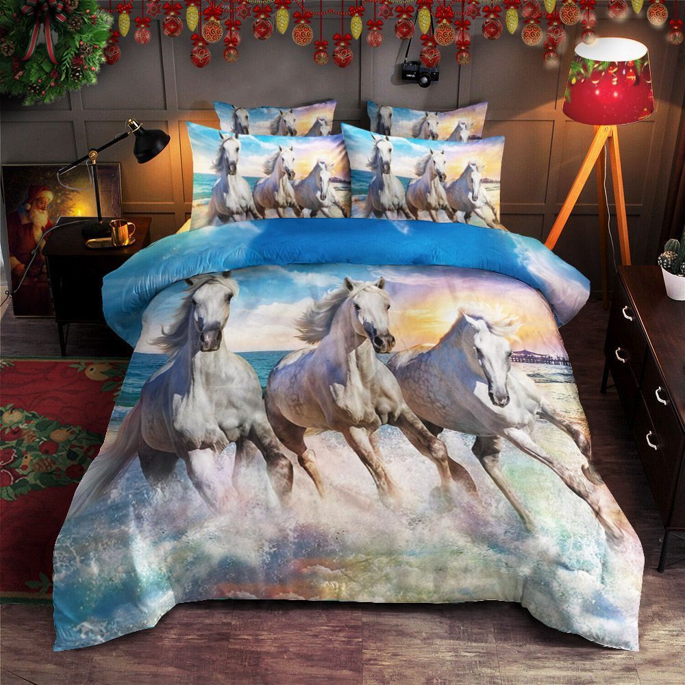 White Horse Bedding Set
