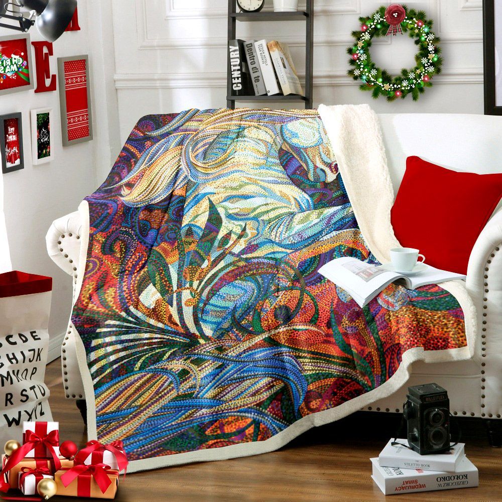White Horse Sherpa Fleece Blanket