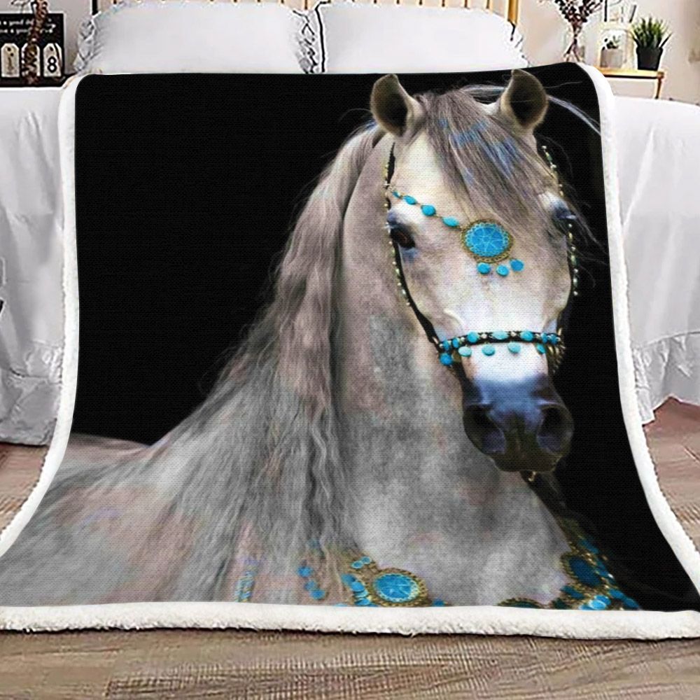 White Horse Sherpa Fleece Blanket
