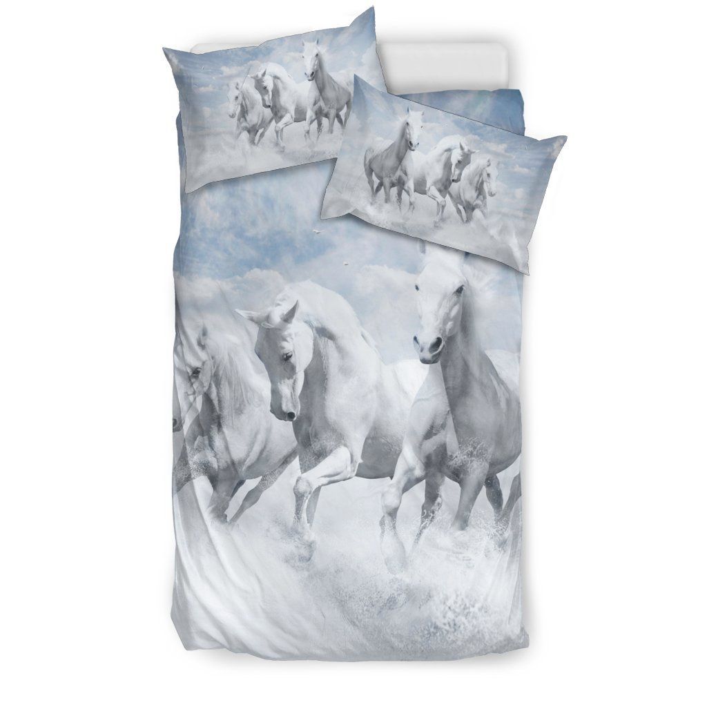White Horses Bedding Set