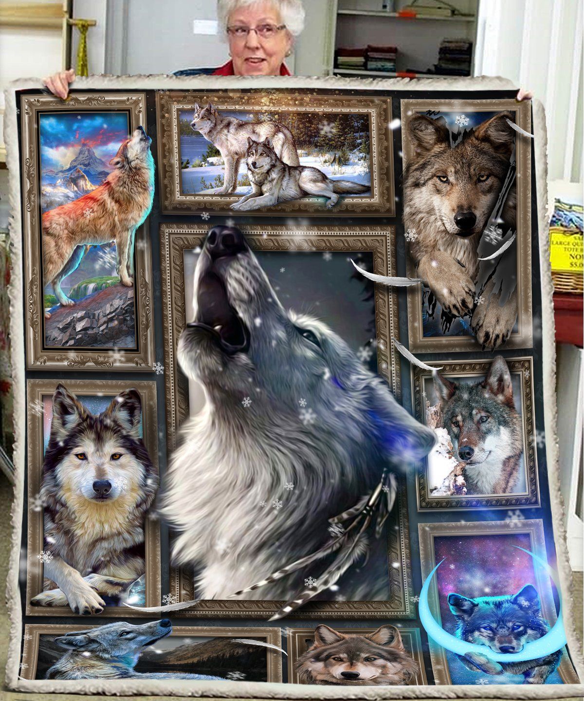 White Huge Wolf Quilt Blanket DHC150120679TD