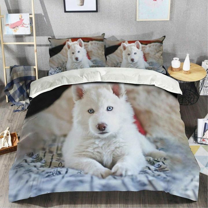 White Husky Bedding Set