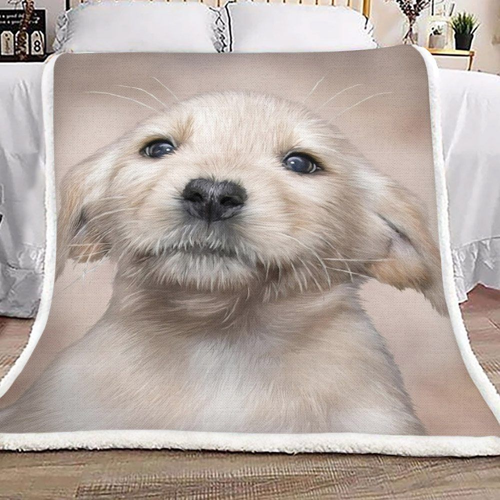 White Labrador Puppy Sherpa Fleece Blanket
