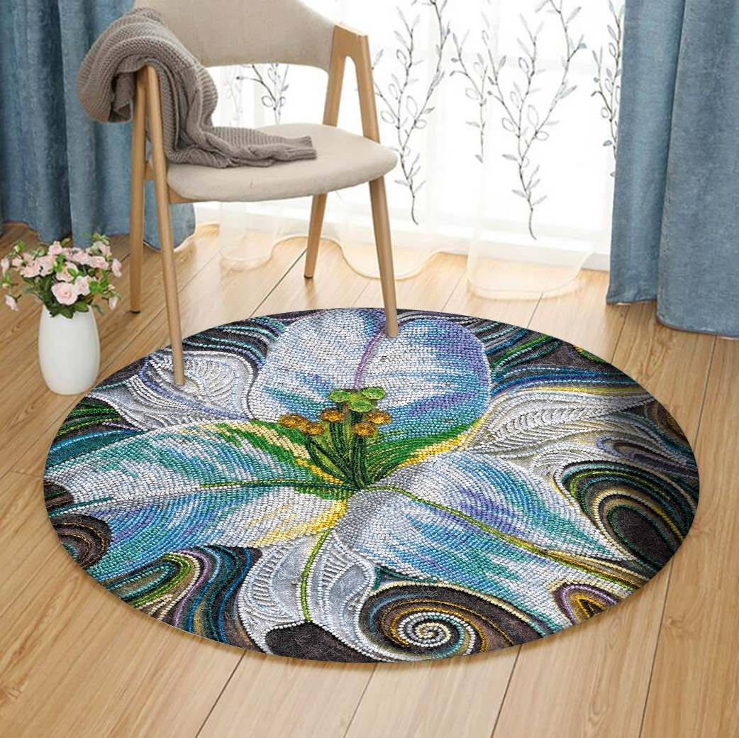 White Lily Round Carpet