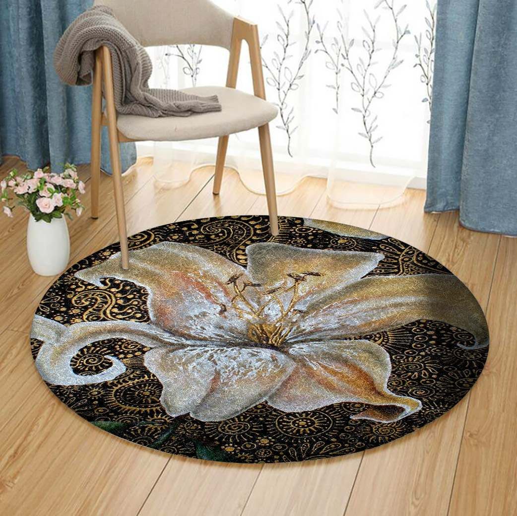 White Lily Round Carpet