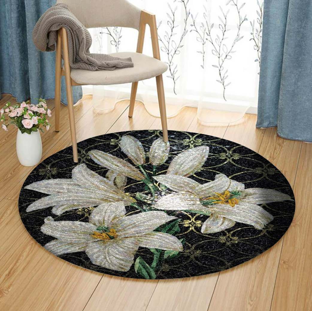 White Lily Round Carpet