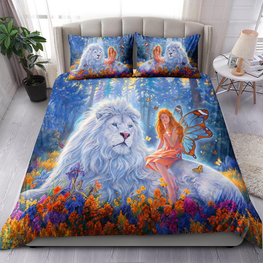 White Lion And The Fairy Forest Bedding Set