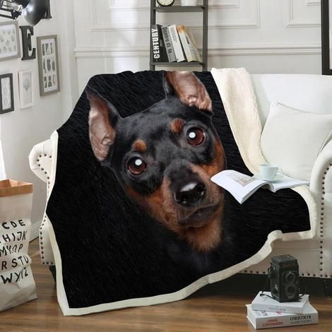 White Miniature Pinscher Sherpa Fleece Blanket
