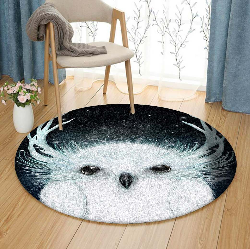 White Owl Round Carpet