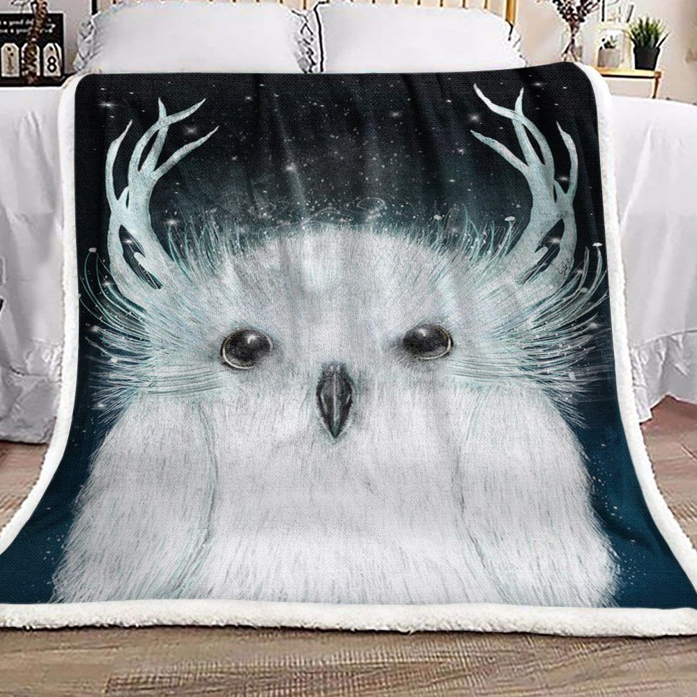 White Owl Sherpa Fleece Blanket