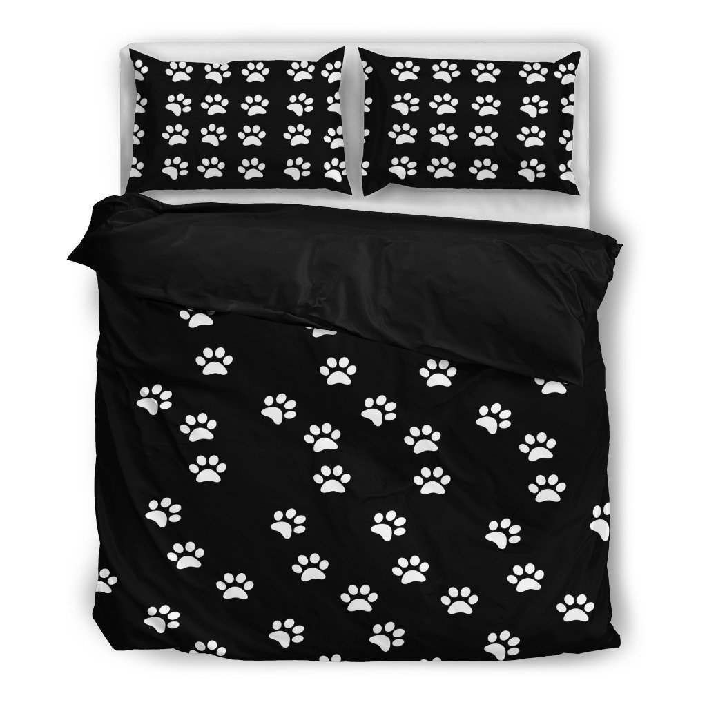 White Paw Prints Bedding Set