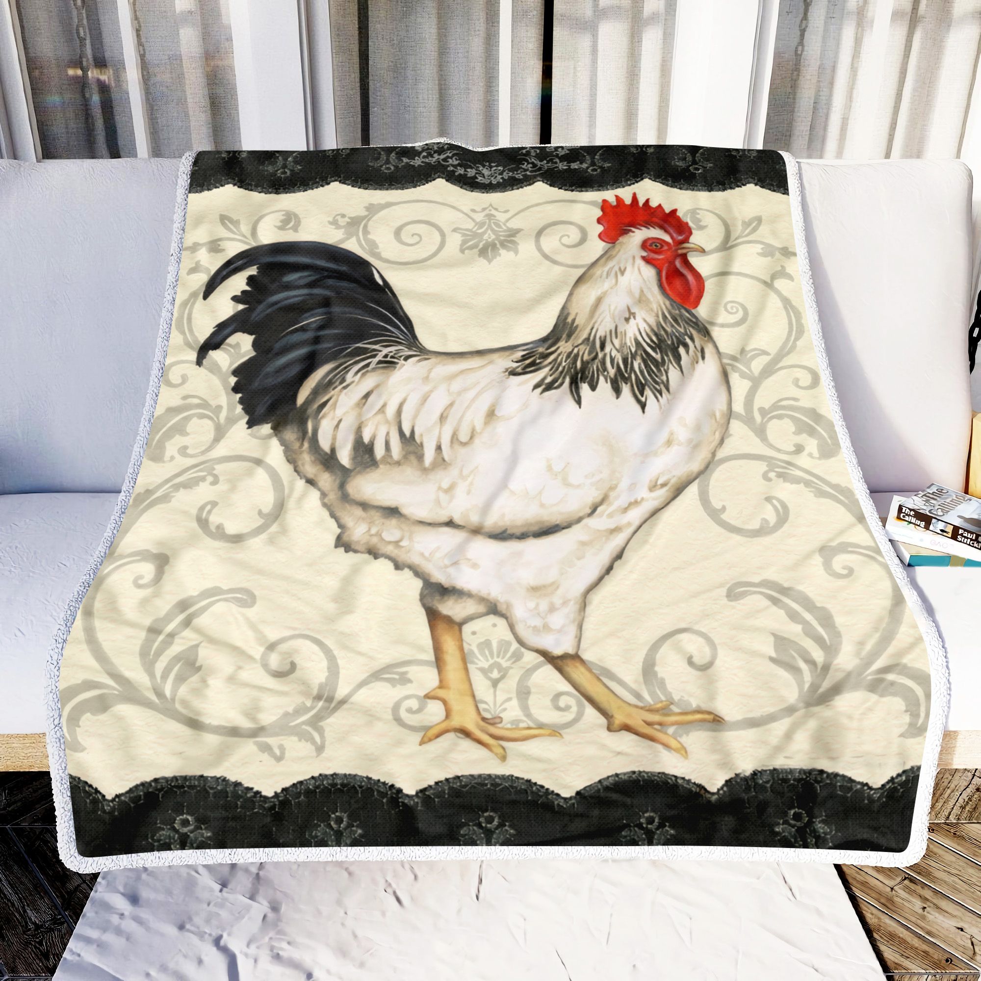 White Rooster Art Fleece Blanket