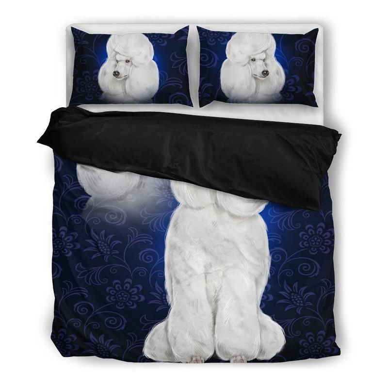 White Royal Poodle Dog Design Bedding Set