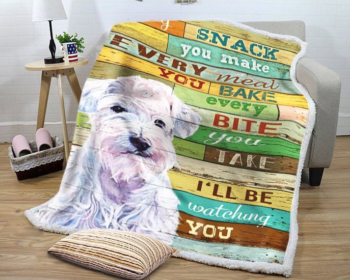 White Schnauzer I’ll Be Watching You Sherpa Fleece Blanket