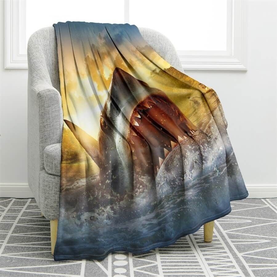 White Shark Sherpa Fleece Blanket
