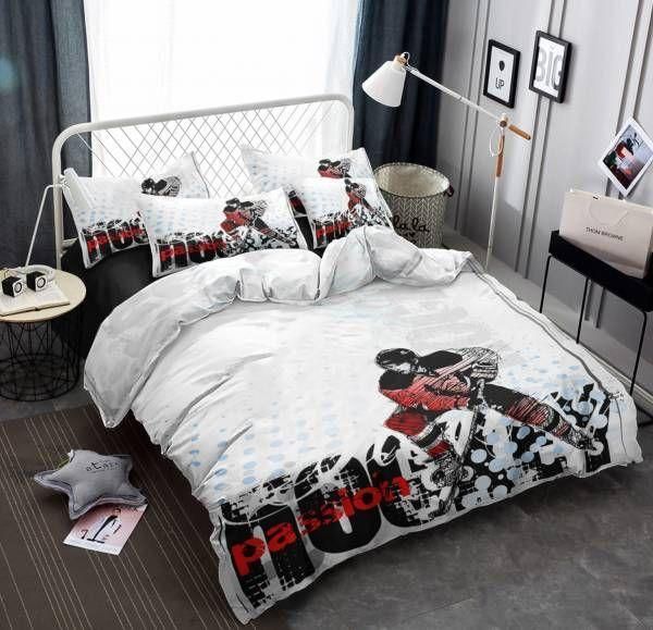 White Skin Hockey Printed Bedding Set