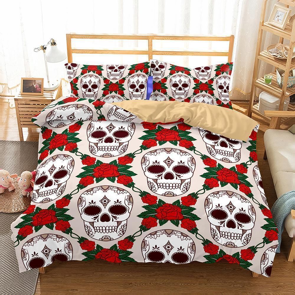White Skull Bedding Set