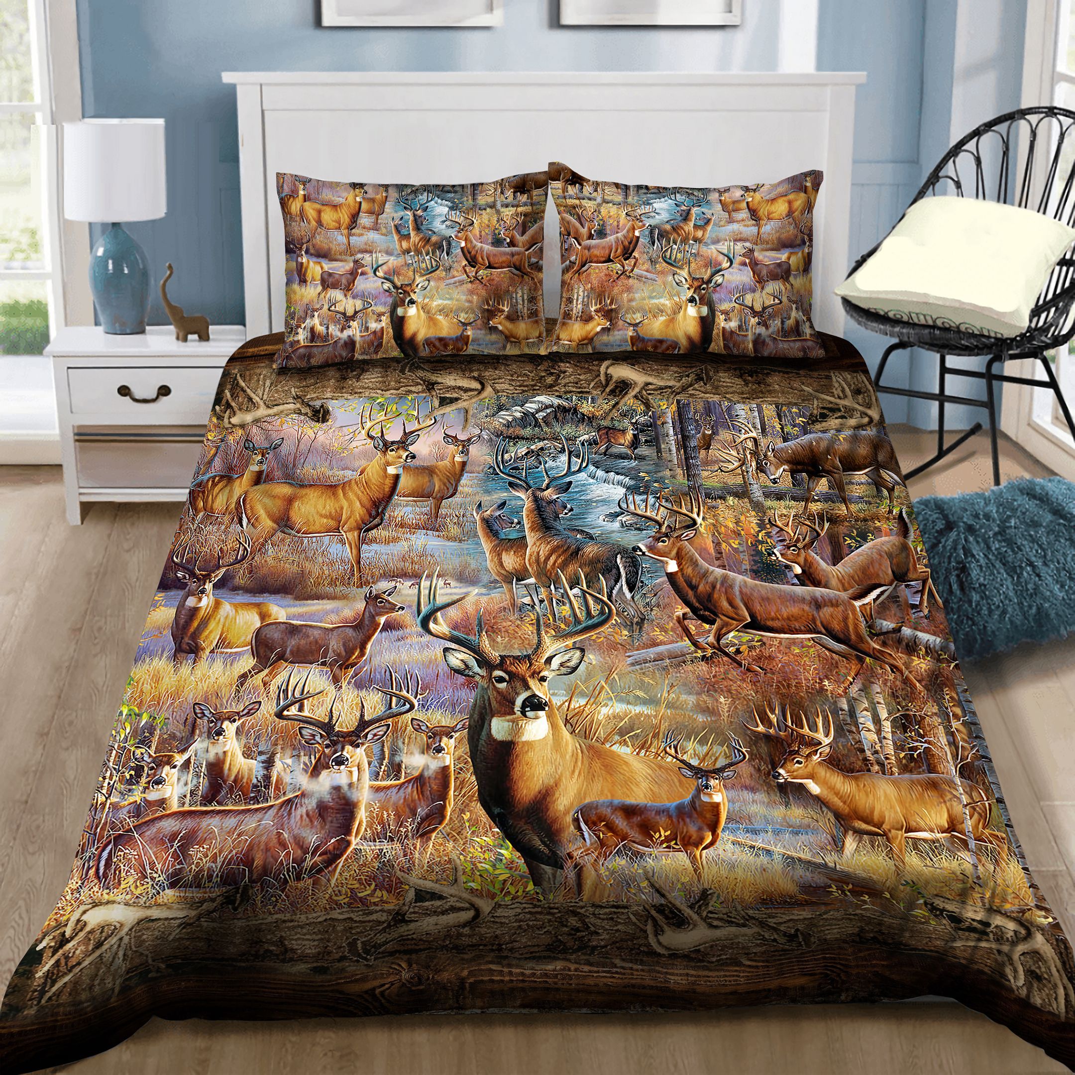 White Tailed Deer At Forest Bedding Set