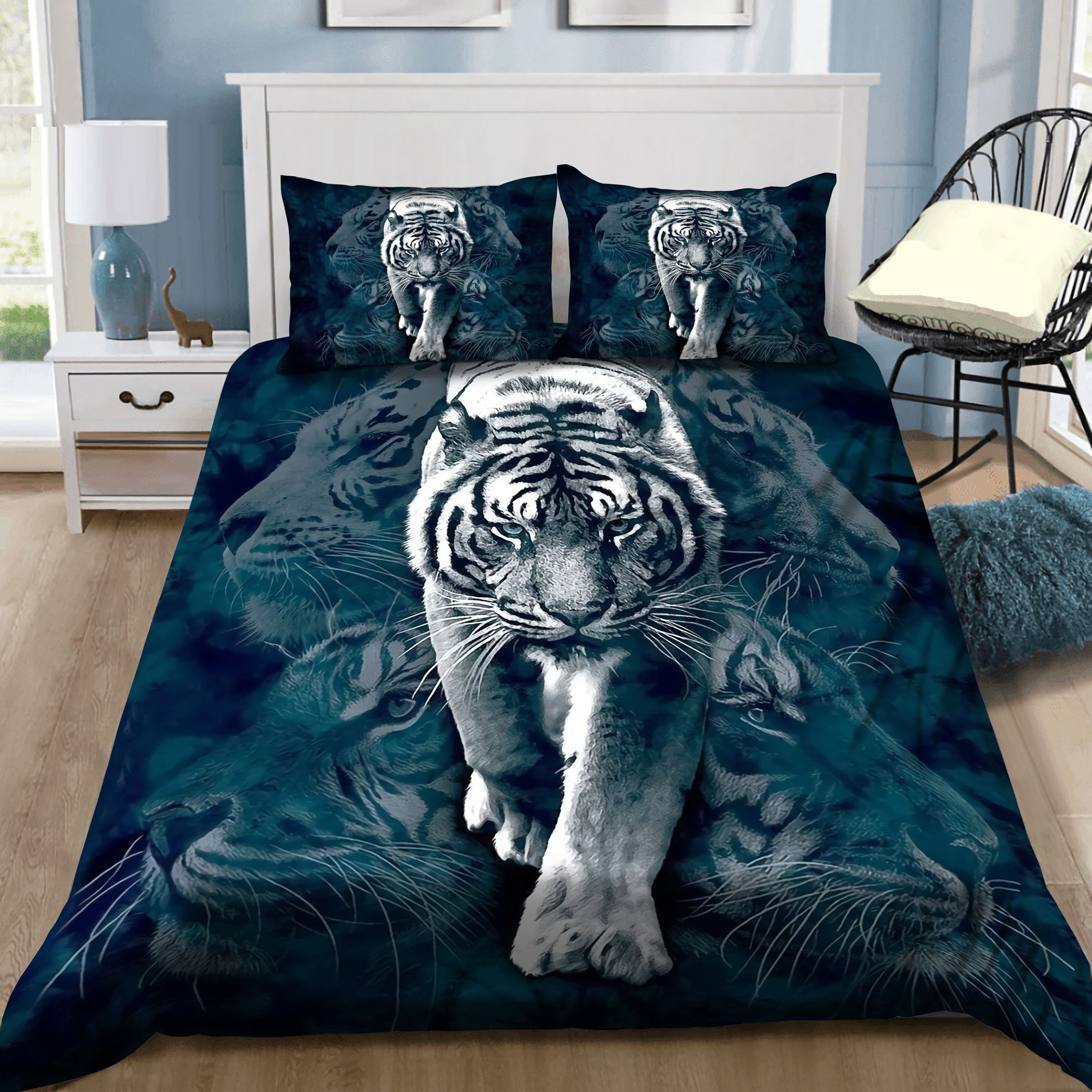 White Tiger 3D Bedding Set