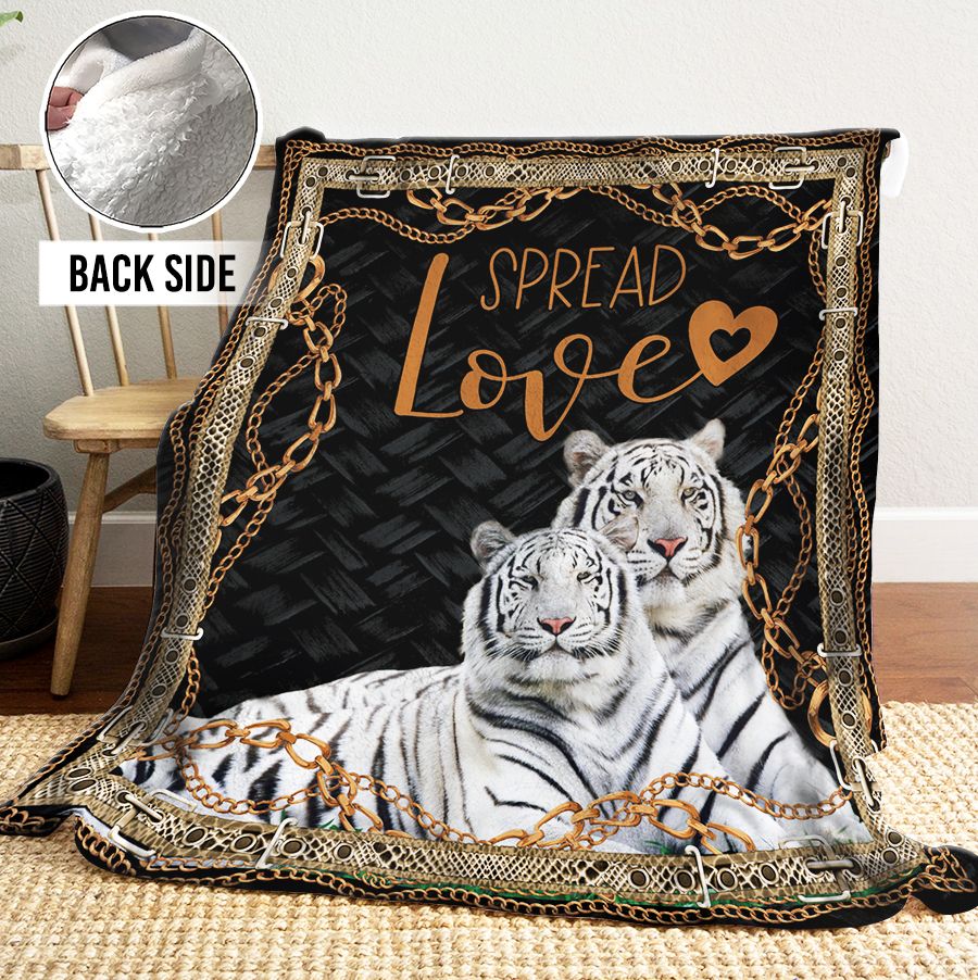 White Tiger Sherpa Fleece Blanket