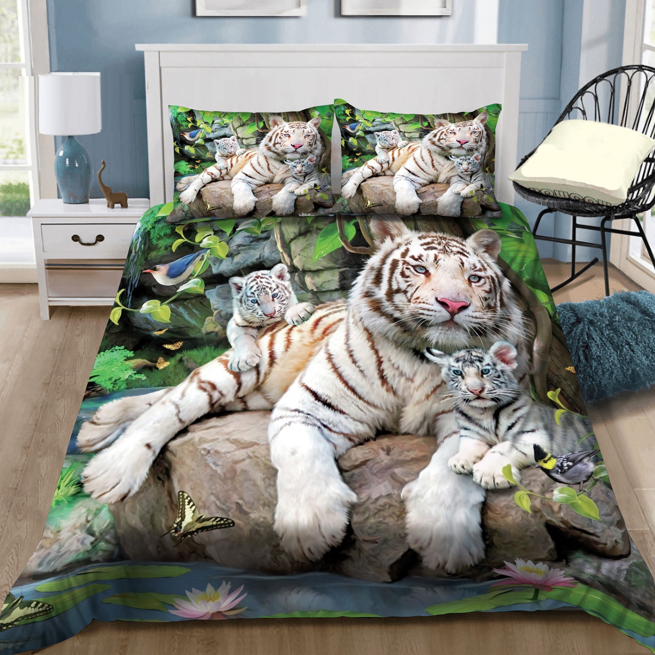 White Tiger Family Bedding Set